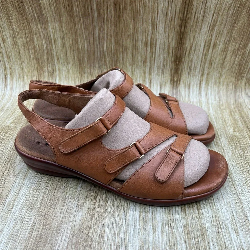 SAS Tabby Slingback Comfort Sandals Women's Size 11 Brown Leather Strap Shoes